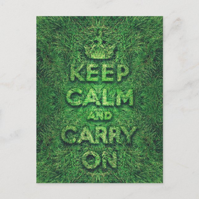Green grass keep calm and carry on postcard (Front)