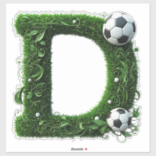 Green Grass Letter D Topiary With Soccer Ball