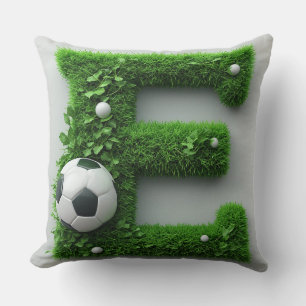 Green Grass Letter E Topiary With Soccer Ball Throw Pillow