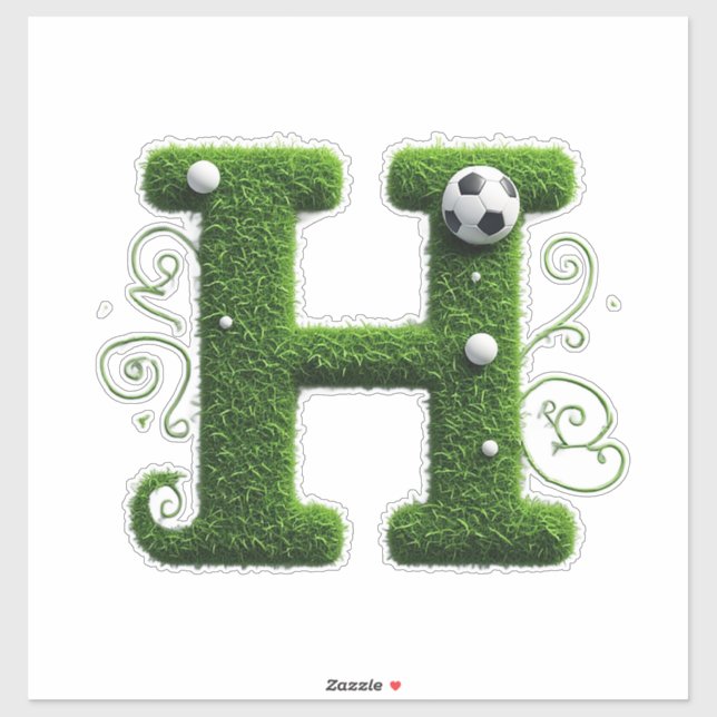 Green Grass Letter H With Soccer Ball (Sheet)