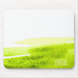 Green grass lime watercolor minimal mouse pad
