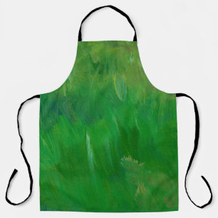 Green grass paint texture. Hand drawn background. Apron