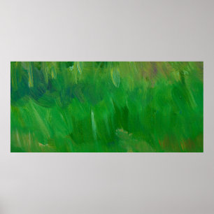 Green grass paint texture. Hand drawn background.  Poster