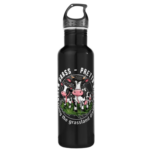 Green grass, pretty girls 710 ml water bottle (Front)
