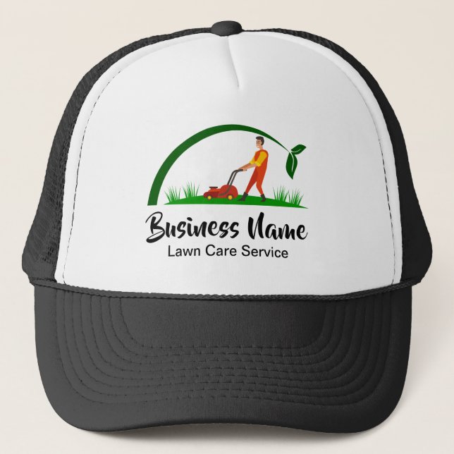 Green Grass Simple Lawn Care Mowing Landscaping Trucker Hat (Front)