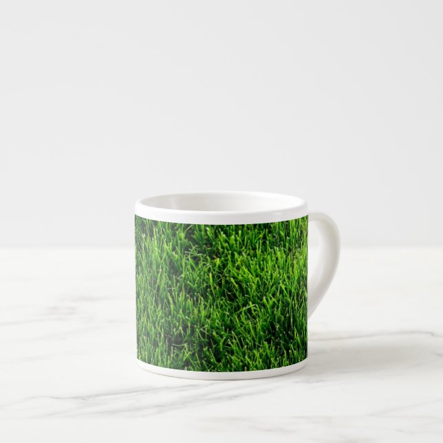 Green grass texture from a soccer field espresso cup (Front Right)