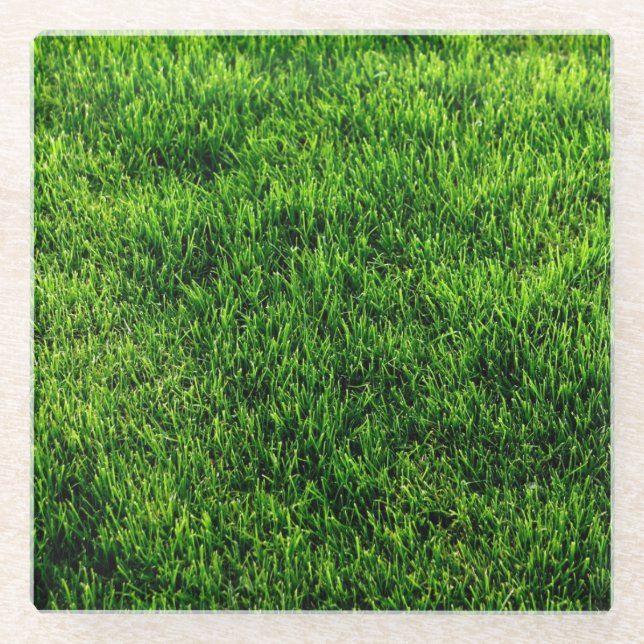 Green grass texture from a soccer field glass coaster (Front)