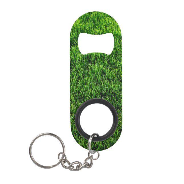 Green grass texture from a soccer field keychain bottle opener (Front)
