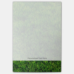 Green grass texture from a soccer field post-it notes