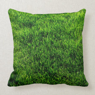 Green grass texture from a soccer field throw pillow