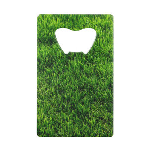 Green grass texture from a soccer field wallet bottle opener