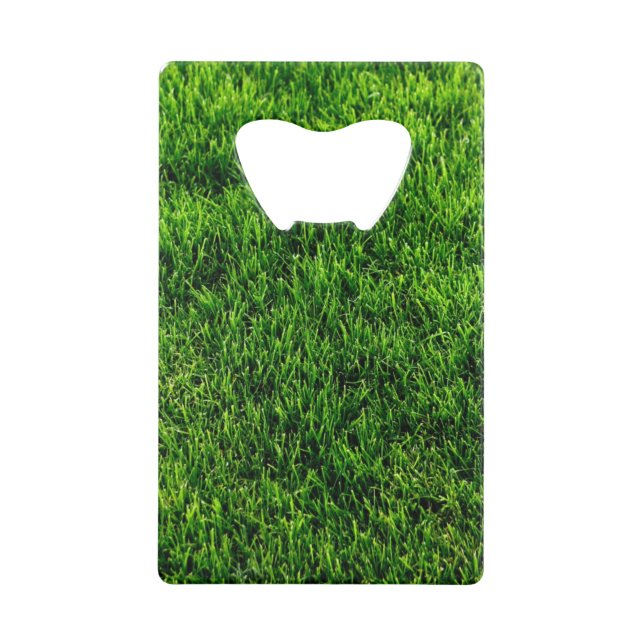 Green grass texture from a soccer field wallet bottle opener (Front)