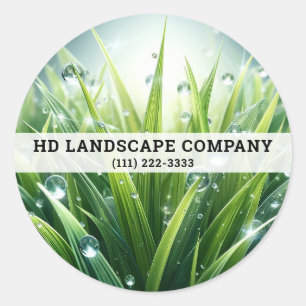 Green Grass Water Drops Lawn Care Landscape Classic Round Sticker