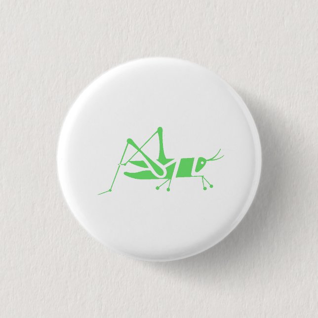 Green Grasshopper 1 Inch Round Button (Front)