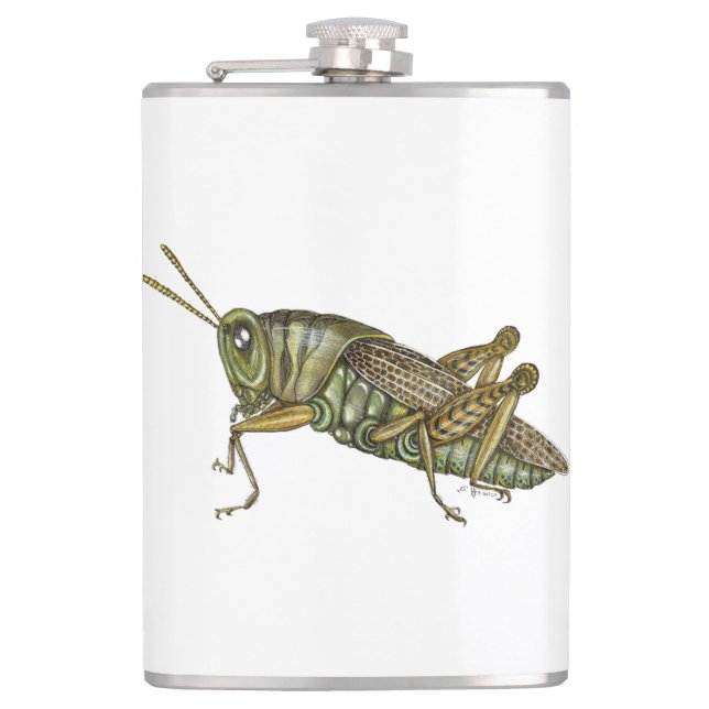 Green Grasshopper Hip Flask (Front)