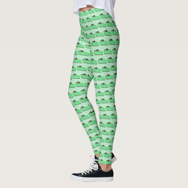 Green Grasshopper Pie Slice St. Patrick's Day Leggings (Left)