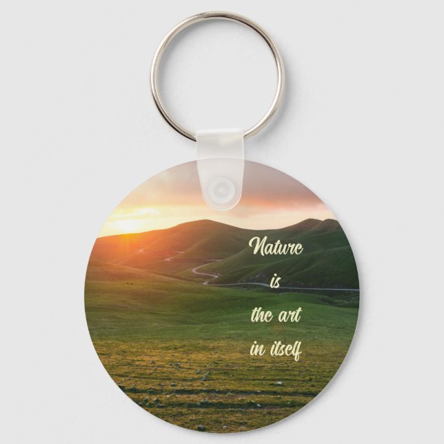  Green grassland during sunset keychain (Front)