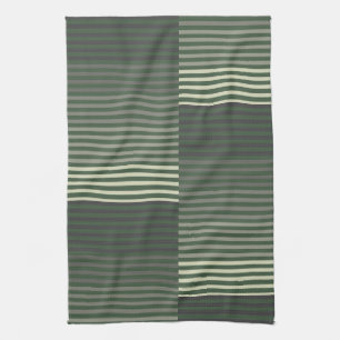 Green, Gray, Black, Cream Stripes Kitchen Towel