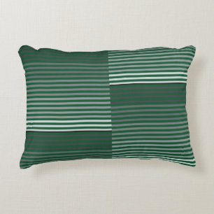 Green, Gray, Black, White Stripes Accent Pillow