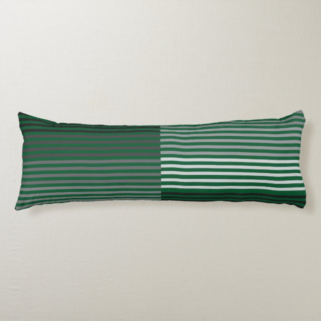 Green, Gray, Black, White Stripes Body Pillow (Front)