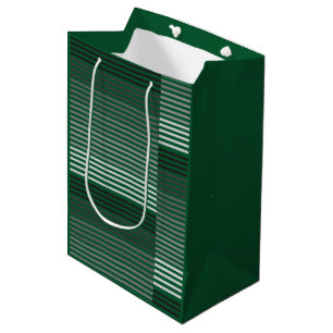 Green, Gray, Black, White Stripes Medium Gift Bag