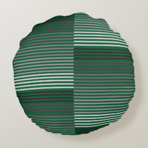 Green, Gray, Black, White Stripes Round Pillow