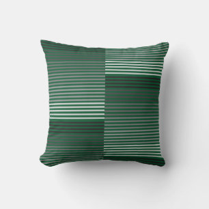 Green, Gray, Black, White Stripes Throw Pillow