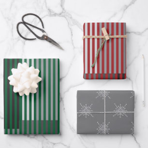 Green, Gray, Black, White Stripes Wrapping Paper Sheet