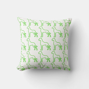Green Great Dane Throw Pillow