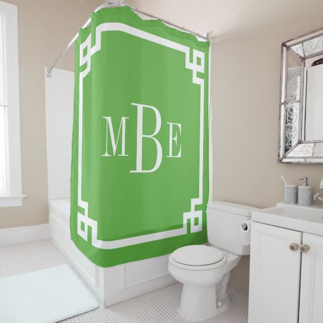 Green Greek Key Border Monogram (In Situ)