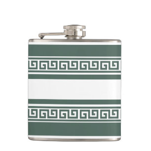 Green Greek Key Flask