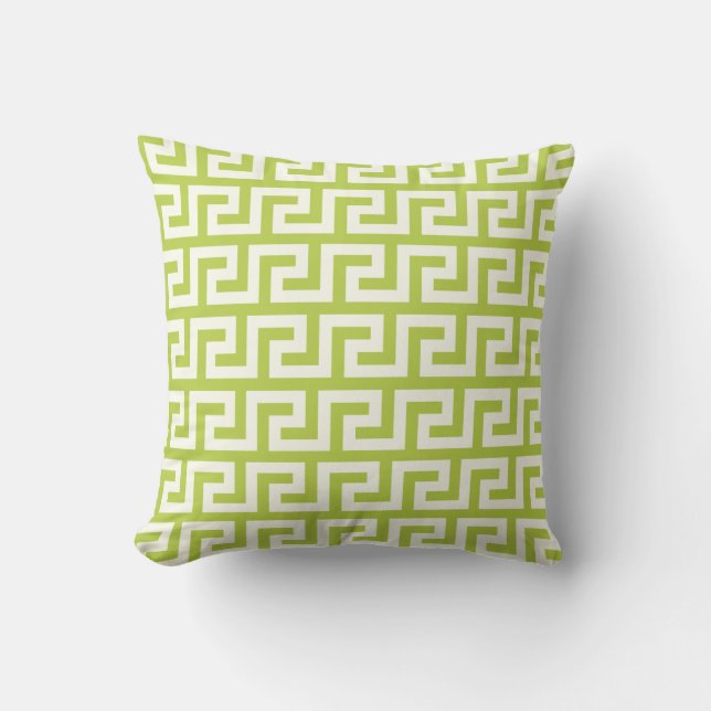 Green Greek Key Throw Pillow (Front)
