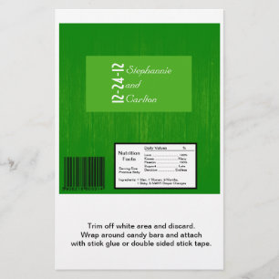 Green/Green Wood Grain Wedding Candy Wrapper