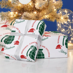 Green Grenade Christmas Wrapping Paper