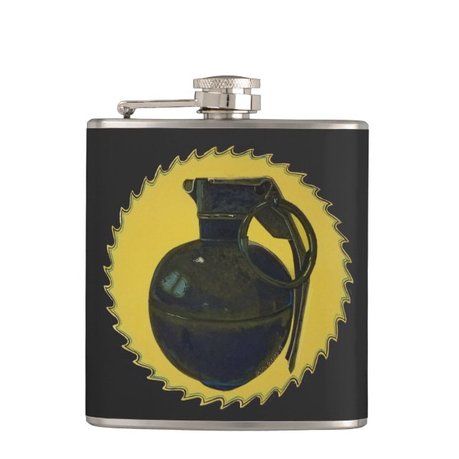 Green Grenade Hip Flask (Front)