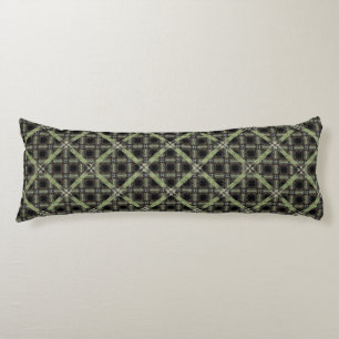 Green, Grey, and Black Ribbon Tiles Pattern Body Pillow