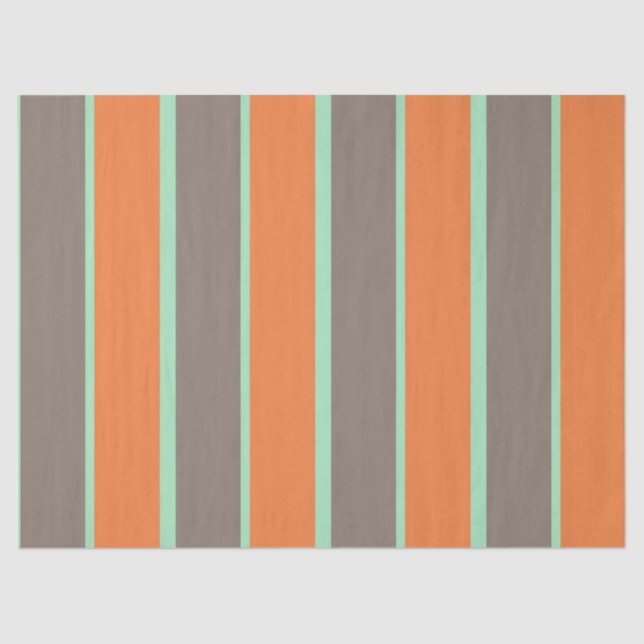 Green, grey and orange stripes pattern tissue paper (Front)