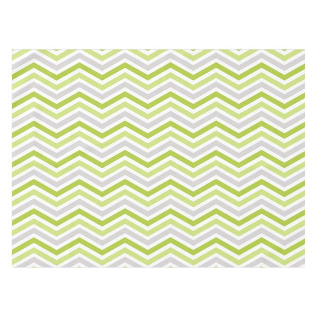 Green, Grey, and White Chevron Stripe Tablecloth (Front (Horizontal))