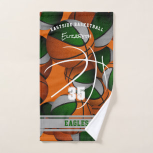 green grey basketball team colours athlete name hand towel