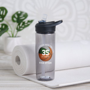Green grey basketball team colours girls boys  water bottle