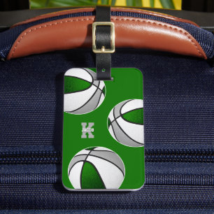 green grey basketball team colours luggage tag