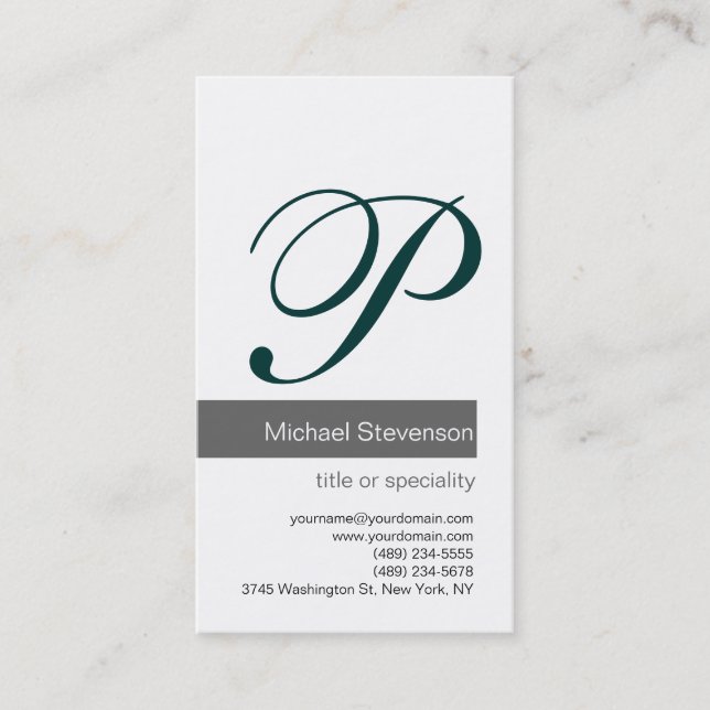 Green Grey Black White Consultant Carte de visite (Devant)