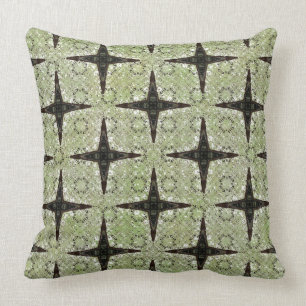 Green, Grey, Bronze Vintage Star Pattern Throw Pillow