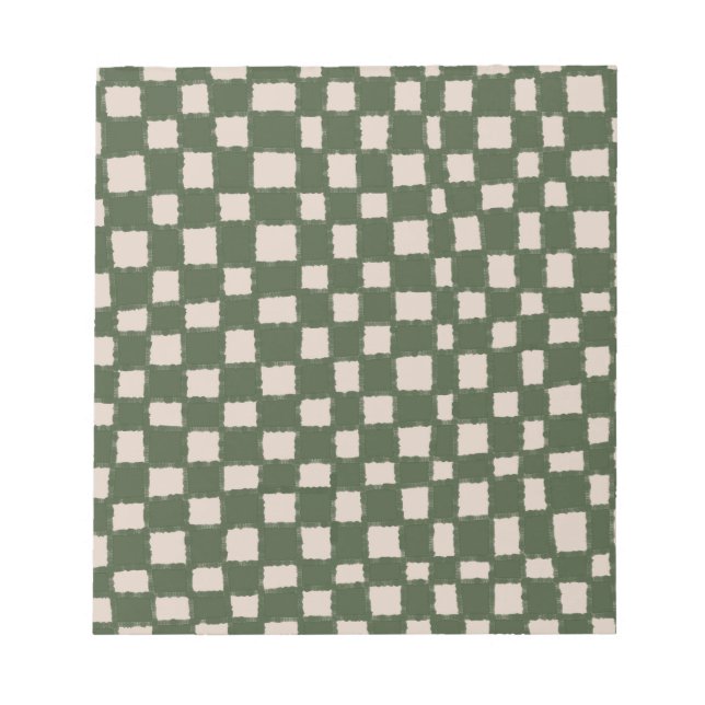 Green Grey Chequered Chequerboard Pattern Elegant Notepad (Front)