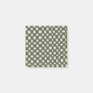 Green Grey Chequered Chequerboard Pattern Post-it Notes