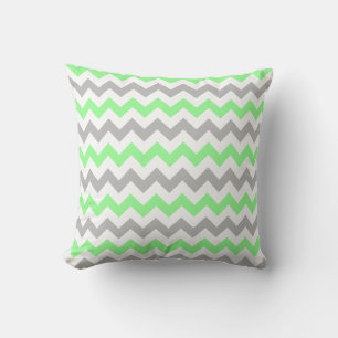 Green & Grey Chevron Square Pillow
