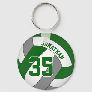 green grey custom boys' volleyball bag tag keychain