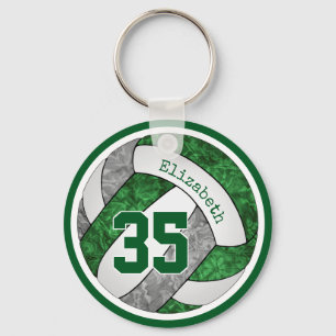 green grey custom gifts for girls volleyball team keychain