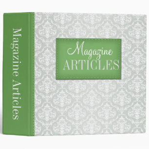 Green & Grey Damask Magazine Articles 2" Binder