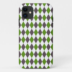 Green Grey Diamond Mosaic Pattern iPhone 11 Case